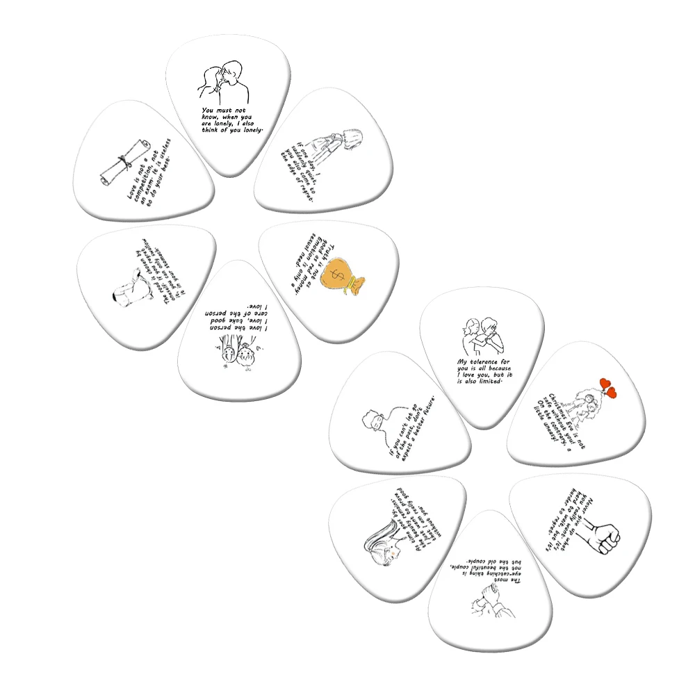 SOACH 10PCS 0.71mm 1.0 high quality guitar picks two side pick instruments proverb earrings DIY Mix pick guitar accessories