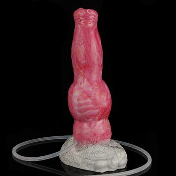 FAAK New Ejaculation Dildo Hellfire Color Animal Dog Knot Squirt Penis Suction Cup Syringe Pneumatic Ball Anal Sex Toys Shop 4