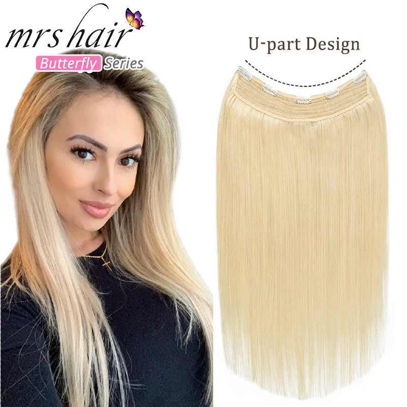 Mrshair U Clip Human Hair Clip in Hair Extensions One Piece Full Head 160Grams 14 18 22 Inch Thick Volume Hair Machine Remy Hair