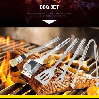 

Outdoor Barbecue Tool Set Stainless Steel Barbecue Accessories Set Barbecue BBQ Grilling Utensil Camping Outdoor Tools #LR3