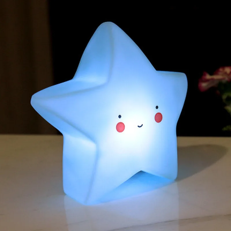 4 Colors Star LED Night Light Creative Bedroom Decoration Light Baby Feeding Lamp Bedside Night Light Children's Luminous Toy