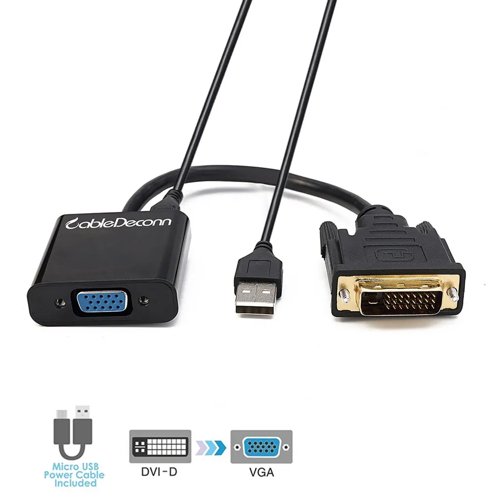 DVI-D VGA адаптер видео кабель конвертер DVI-D VGA активный 1080P для проектора ТВ ПК