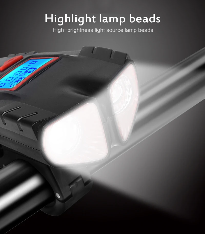 500LM Bicycle Lights Lighting IPX6 Waterproof Bike Flashlight Wireless Code Watch Lamp with Horn Headlight Riding Equipment New | Спорт и