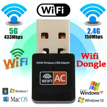 

600Mbps Dual Band USB WiFi Dongle Wireless LAN Adapter 802.11ac/a/b 5/2.4Ghz US