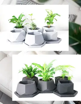 

Big Cement Mold Handamde Silicone flowerpot molds for Home Gardening Succulent plants Diamond Shape Clay Pot mould