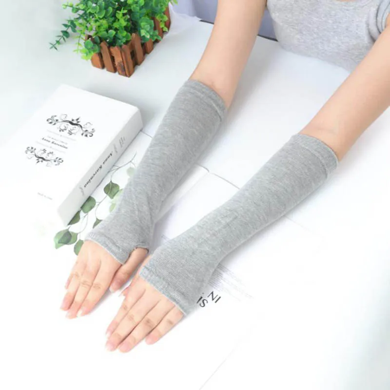 J13 Light Gray Calymel, модные зимние длинные шерстяные перчатки без пальцев, вязаные гетры для рук, Хлопковые варежки - Color: J13 Light Gray