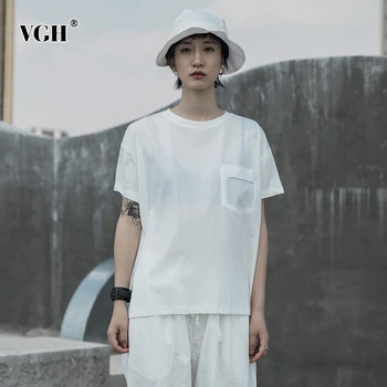 

VGH Casual Hollow Out Women T Shirt O Neck Short Sleeve Loose Asymmetrical Lace Up T-shirt For Female Clothes Fashion Spring New