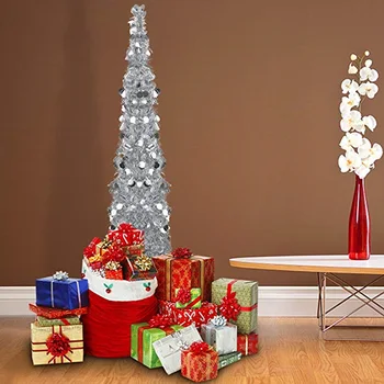 

Foldable Reusable Green Tinsel Tree For Decoration Xmas Simulation Trees Shiny Leaves Green With Reflective Sequins