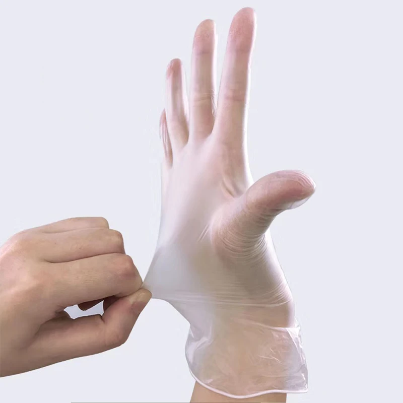 100pcs Food Grade Disposable PVC Gloves Anti-static Plastic Gloves For Food Cleaning Cooking Restaurant Kitchen Accessories