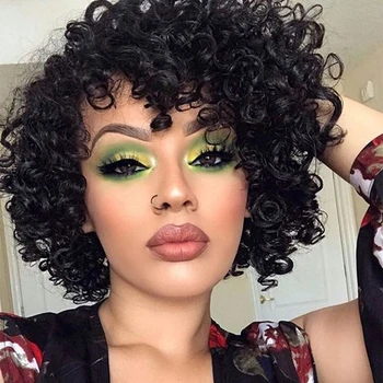 

Short Curly Human Hair Wigs Brazilian 100% Human Hair Wigs For Black Women IJOY Full Machine Made Wigs Remy Cheap Wig
