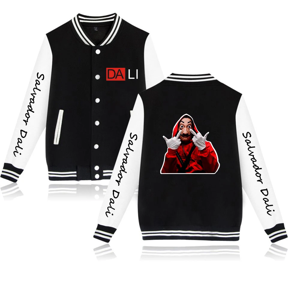 Spring Baseball uniform Jacket Men salvador dali  Print Jacket Men  Coats Plus Size 4XL Jaket Men deri mont ceket
