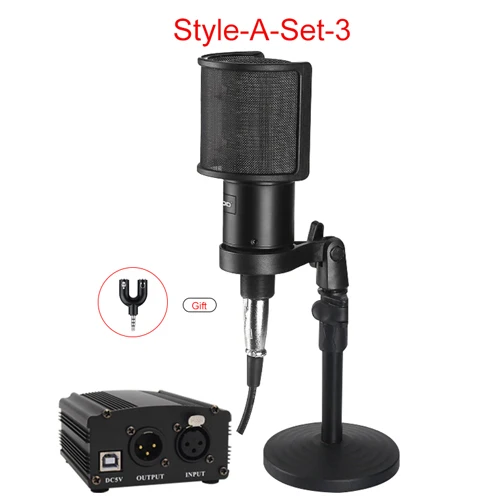 AK 60 профессиональный конденсаторный микрофон система караоке аудио вокальная запись 3,5 мм ручной микрофон для компьютера для телефона - Цвет: Style-A-Set3