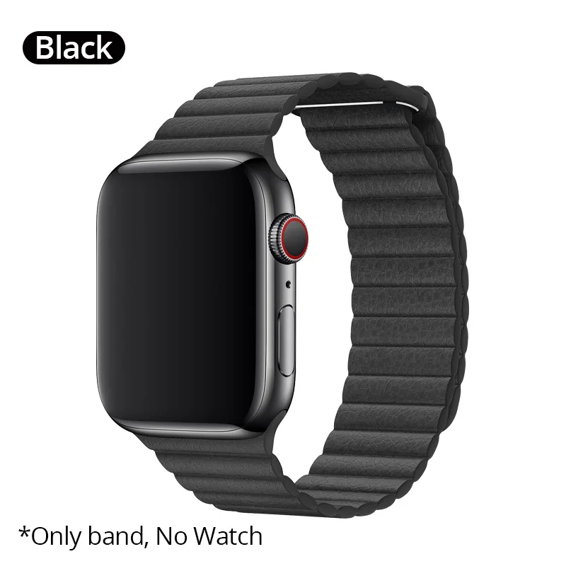 PZOZ кожаный ремешок замена спортивный ремешок для Apple Watch серии 1 2 3 4 5 42 мм 44 мм браслет кожаный ремешок 38 мм 40 мм - Цвет: Black