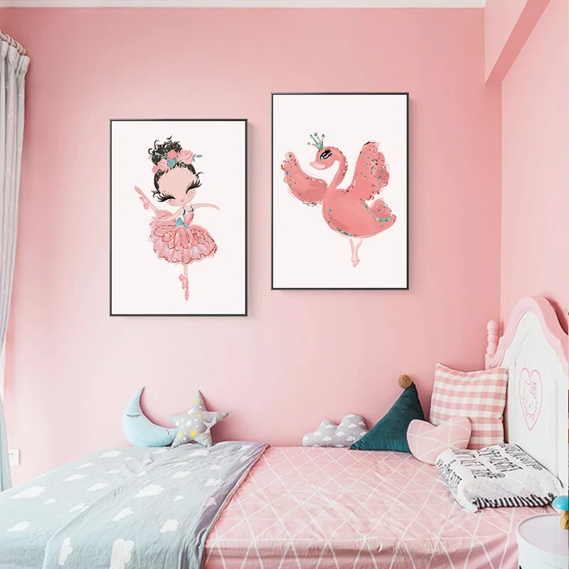 Ballerina-Girl-Poster-Unicorn-Swan-Nordic-Nursery-Wall-Art-Pictures-Print-Canvas-Painting-Kids-Bedroom-Decoration (3)
