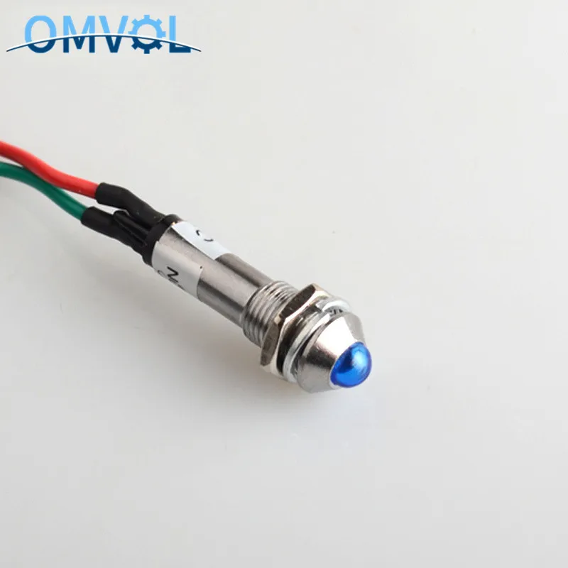 1 шт 12V 24V 220V 8 мм металлический светодиодный Предупреждение пилот светильник металлический светодиодный светильник светодиодный индикатор светильник - Цвет: blue