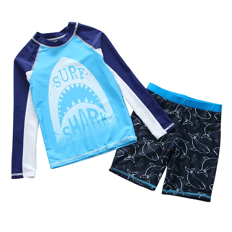 Rash Guard Children Two Pieces Long Sleeves Surf Suit Children's Swimwear Sun UV Protection Toddler Boy Swimsuit Bathing Clothes