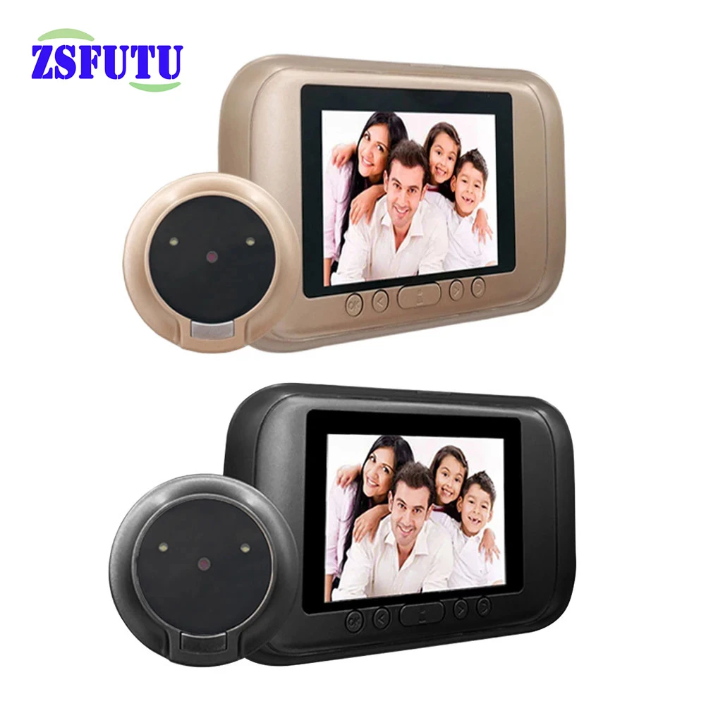 3.5 inch Digital Doorbell Chime LCD Color Screen 145 Degree Peephole Viewer Mini Exterior Door Chime Viewer Camera audio intercom system for home