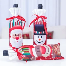 Новые рождественские на шнурке ремень Санта-Клаус/Снеговик/Лось печать вино мешок бутылка шампанского мешок мультфильм вино сумка поставки