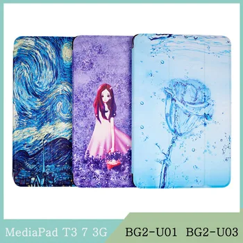 

Tablet Case for Huawei MediaPad T3 7 3G 7.0 BG2-U01 BG2-U03 Painting Cover Magnetic Case Shockproof Transparent Coque