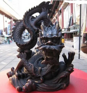 

+++ free shipping 9 inch Chinese Tibetan Vintage red bronze Dragon beast god statues