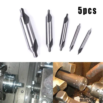 

5pcs Center Drills Countersink Pilot Bit 60 degrees Silver Lathe Milling
