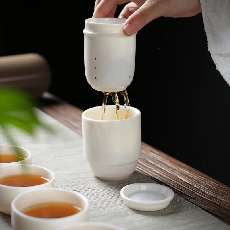 Китайский Gaiwan чайный набор кунг-фу чашка белая керамическая белая чайная посуда с 4 чашками чайные наборы портативный дорожный чайный набор с сумкой для путешествий