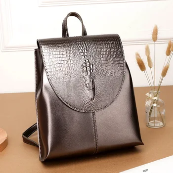 

2020 Brand New Backpack Women Leather Crocodile Pattern Backpack Female Sac A Dos Femme School Bags for Teenage Girls