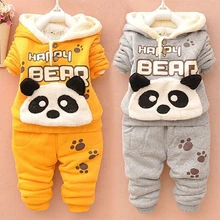 Хлопковая одежда для маленьких девочек от 0 до 3 лет зимняя одежда для новорожденных комплект одежды для мальчиков с рисунком панды детская одежда унисекс-лет
