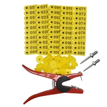 Ушная бирка, маркер для овец, аппликатор 001-100, набор для идентификации коз, бирка для ушей с 2 шт. контактами, плоскогубцы для бирок