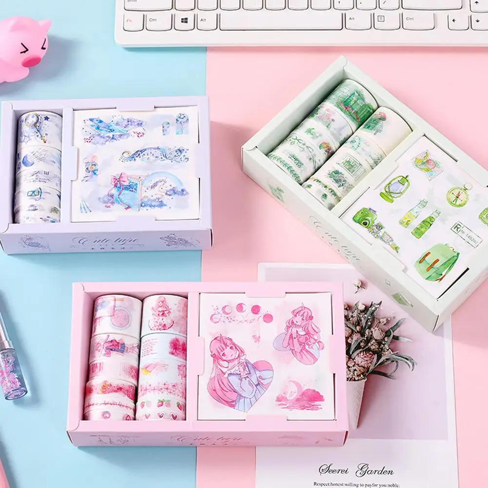 

Colorful Sticker Set Various Patterns Tapes Scrapbooking DIY Decor Adhesive Tape Label Stationery