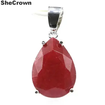 

27x13mm Pretty Water Drop Shape 18x13mm Real Red Ruby Gift For Sister 925 Silver Pendant