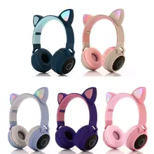 Wireless Bluetooth 5 0 Headset Head mounted Stereo Sound LED Light Headphones