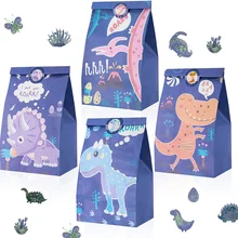 Коробка для конфет с динозаврами и наклейками, бумажная Подарочная сумка для конфет в джунглях, подарки для тематической вечеринки, украшения для детского дня рождения