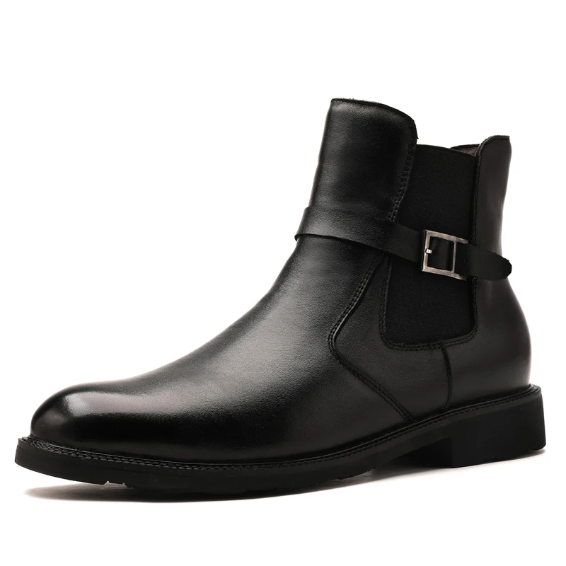 

2019 new business men oxfords shoes set of feet Black Male Office Increase Wedding pointed men's leather boots