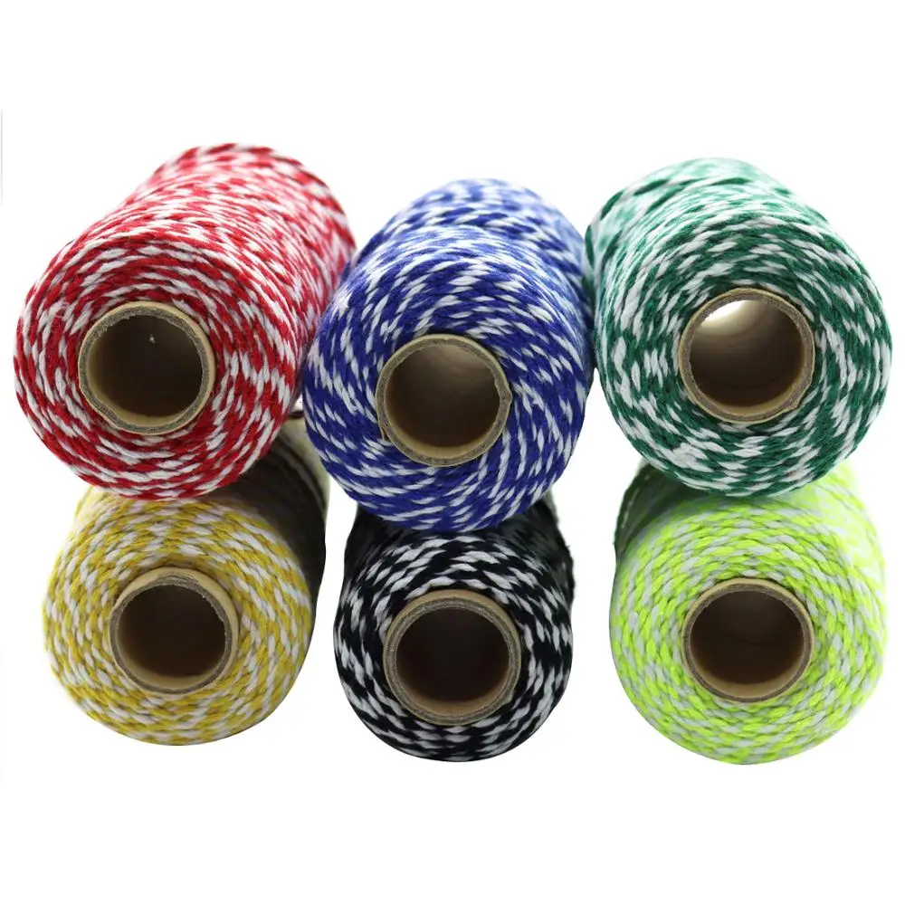 Two Colors Cotton Baker Twine Rope Cord Christmas Wedding Decoration Gift Packaging String DIY Gift Crafts Wrap 100Meter/Roll cotton rope packaging cord