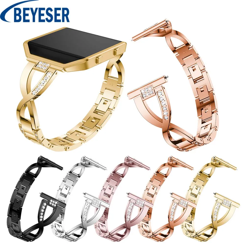 

Rhinestone Stainless Steel Watchband For Fitbit Blaze Smart Watch New Wrist Strap Replacement Bracelet Alloy Strap Without Bezel