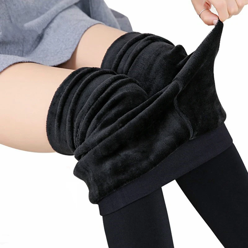Vrouwen Winter Leggings Warm Plus Size Leggins Hoge Taille Effen Kleur Fluwelen Vrouwen Leggings Stretchy Zwarte Leggings