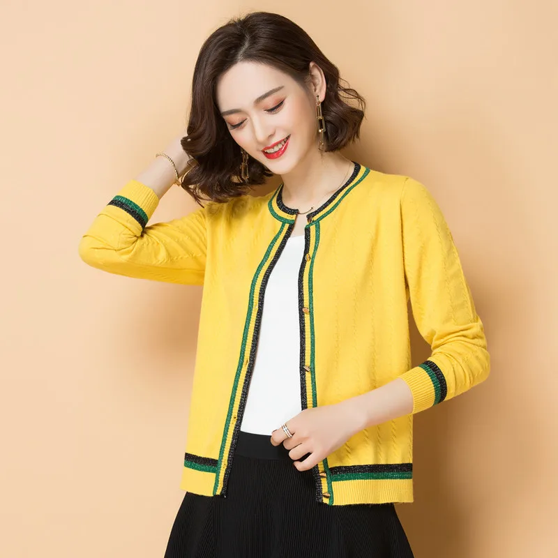 2020 New Spring Cashmere Cardigan Short Women's Sweater Elegant Ladies Korean Knitted Red Coat Loose Casual Jacket Women |