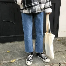 Джинсы женские большие размеры 5XL прямые до щиколотки джинсовые Свободные повседневные с высокой талией на молнии универсальные корейский стиль Harajuku женские s шикарные