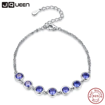 

JQUEEN Women Bracelet 100% 925 Sterling Silver Bracelet Blue Tanzanite Shinny Color Fine Bracelet for Women for party 7.99inch