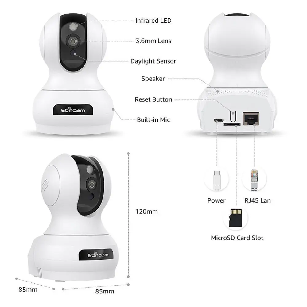 Ebitcam облачная IP камера 1080p крытая камера Wifi ip-камера s 1080p 4MP AI Wifi CCTV камера s