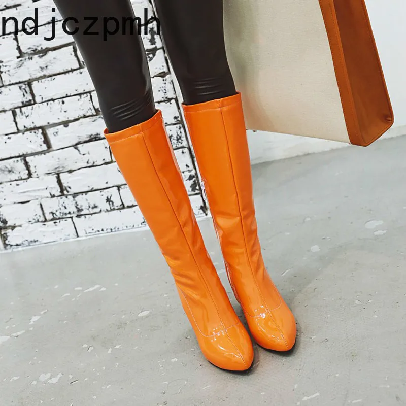 

Women's Boots The New Autumn And Winter fashion Pointed zipper High heel High tube Women's shoes plus size 34-48 7cm high