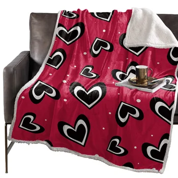 

Red Background Heart Blanket Floral Fleece Blanket for Kids Girl Couch Soft Plush Bedspreads Quilt Drop Ship Blankets for Beds