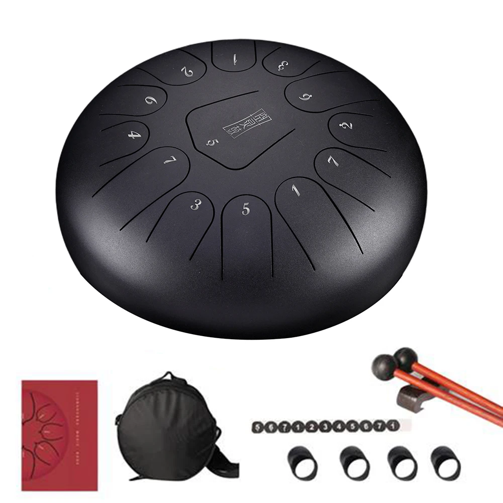

13 Note 12 Inch Steel Tongue Drum With 1 Pair Mallets For Music Education Mind Healing Yoga Meditation Handpan Hand Tank Drums