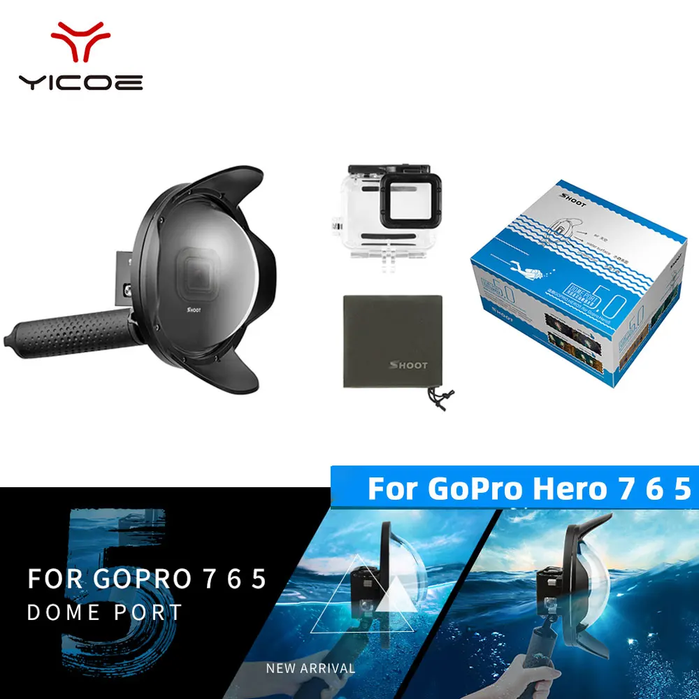 " экшн-камеры Go Pro купол Порты и разъёмы для Gopro Hero7/6/5 Black действие Камера аксессуары держатель для камеры для подводной съемки Водонепроницаемый чехол для камеры