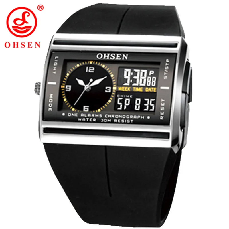 Мужские водонепроницаемые спортивные часы с хронографом и резиновой