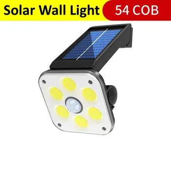 

3 Modes 54 COB Solar Powered Wall Light Flood Light Spotlight Outdoor Garden Light Control + Motion Sensor Street Lamp Security