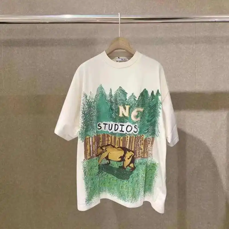 Футболка Мужская/Женская хлопковая с круглым вырезом коротким рукавом и принтом