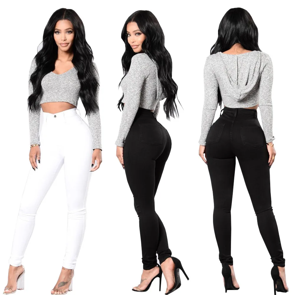 

Women's Jeans Fashion Personality High Waist Elastic Feet Slim Fit Pants Pencil Pants
