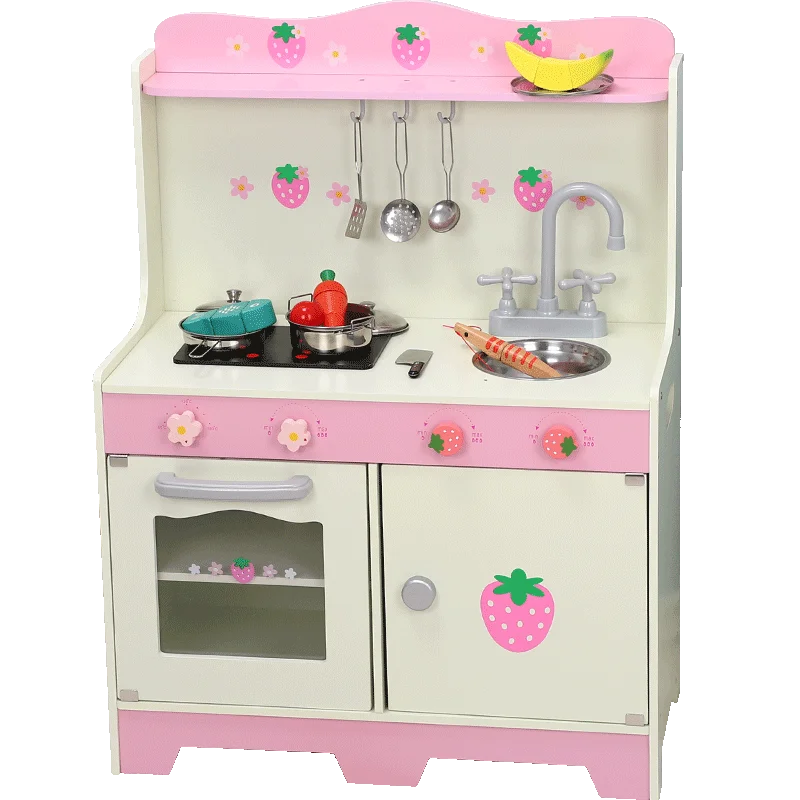 Lekool плита комплект японский Стиль деревянные кухонные игрушки Моделирование Strawber игрушечная кухня с посудой Детские ролевые игры, игрушки для детей